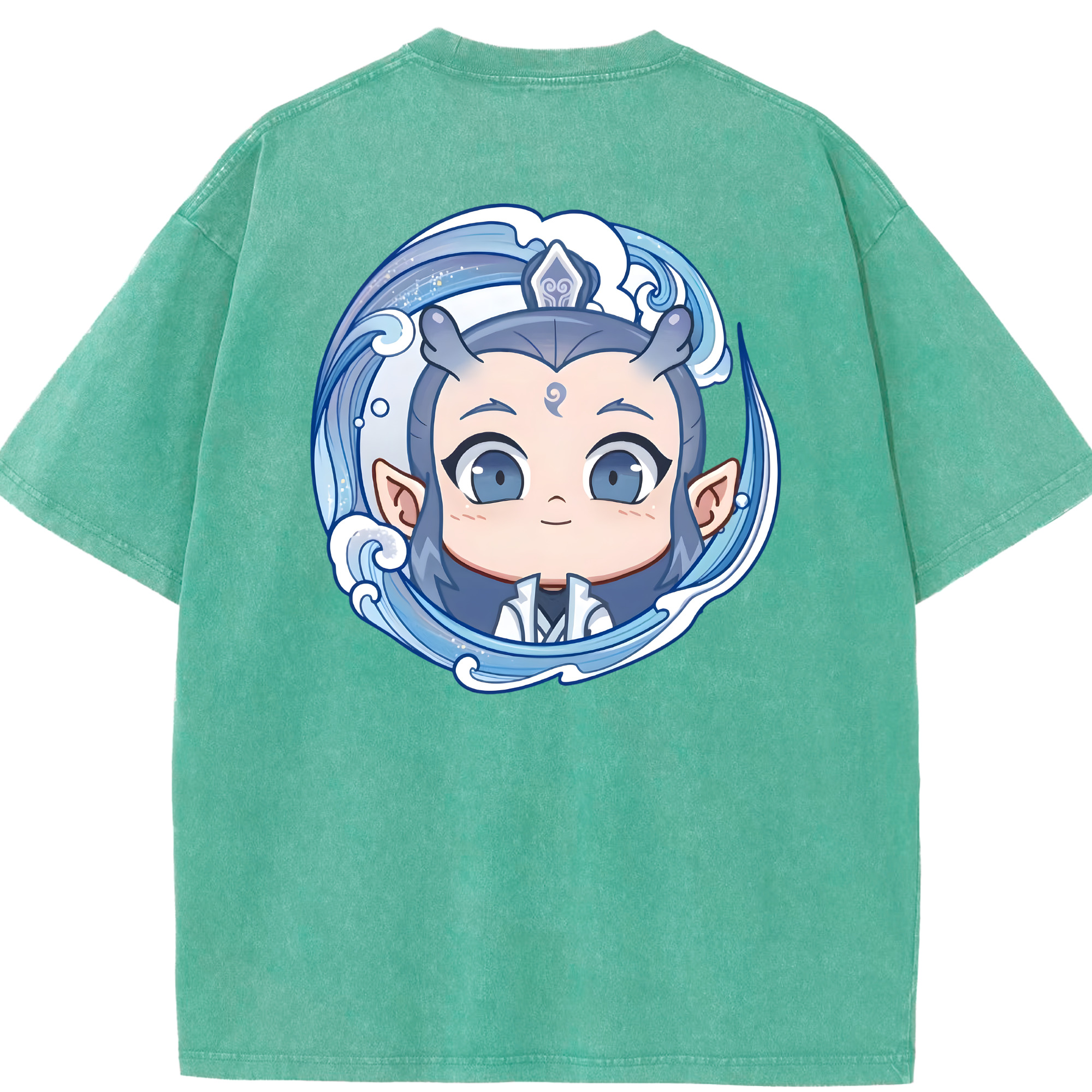 （画像用） Ne Zha 2 ナタ 魔童の大暴れ 綿100% ヴィンテージ風 半袖Tシャツ（背面プリント）